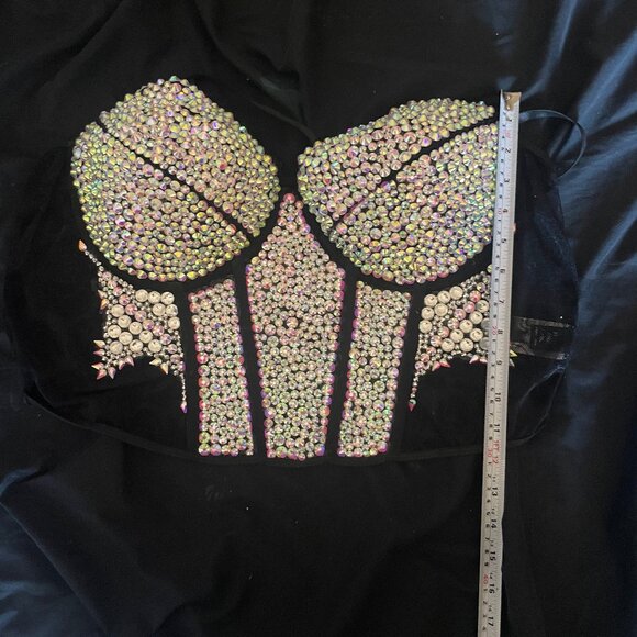Upcycled Corset Shapewear Punk Goth BDSM Sparkly Rhinestones Handmade - Picture 1 of 5
